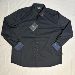 Von Dutch Originals Black Button Up Long Sleeve Graphics Shirt Men’s XL New